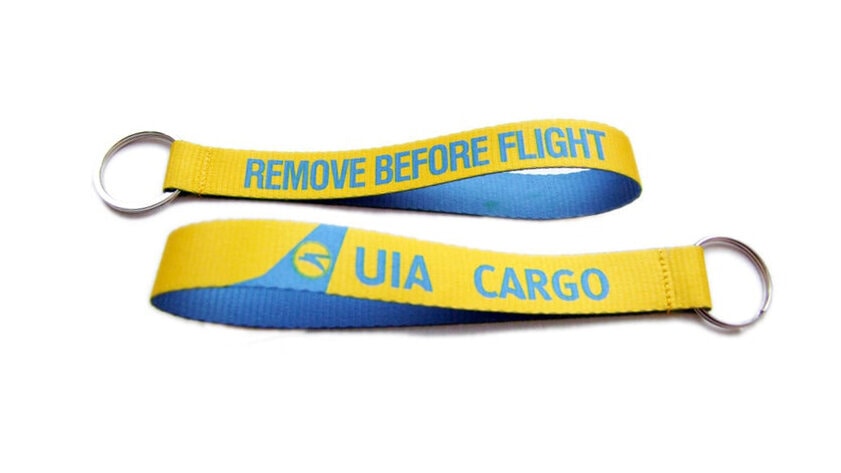 Брелок UIA CARGO (жовто-блакитний) Ленточный брелок Remove before flight