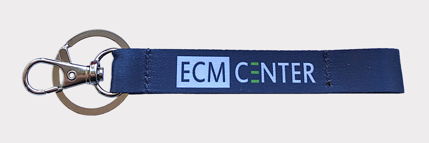 Брелок з логотипом ECM Center Ленточный брелок с лого