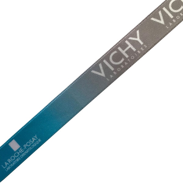 Атласна стрічка з друком лого VICHY Атласная ленточка с логотипом VICHY